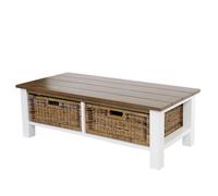 Table Basse De Salon Tula / 38x112x52cm / 2 Paniers Marron