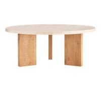 Table Basse Decotique Eden Ø90 Pierre Blanc/Chêne