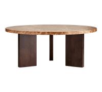 Table Basse Decotique Eden Ø90, Pierre Brun/Chêne Foncé