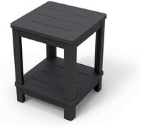 Keter - Table Basse Deluxe avec Double étagère Couleur Graphite 40,5 x 40,5 x 52 cm
