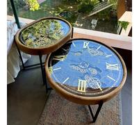 Table Basse d'engrenage d'horloge rétro, Real Moving Gears | Horloge surdimensionnée en or Antique, décoration de ferme, for salon, maison, bureau B)
