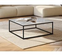 Table basse design ARETHA - Marbre et Métal - Blanc et Noir