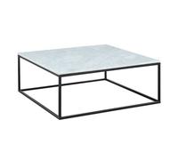 Table basse design ARETHA - Marbre & Métal - Blanc & Noir - VENTE-UNIQUE - Carré - Salon
