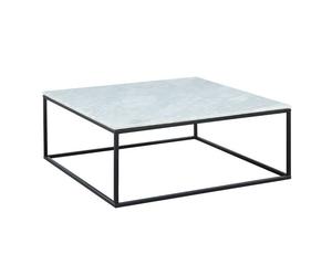 Table basse design ARETHA - Marbre & Métal - Blanc & Noir - VENTE-UNIQUE - Carré - Salon