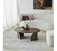 Table basse design effet bois foncé, forme galet MARFA