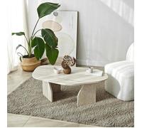 Table basse design effet travertin, forme galet MARFA