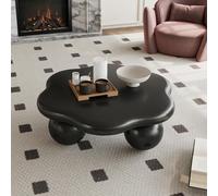 Table basse - Design en forme de nuage - 80 cm - Forme de pétale - Pieds sphériques - Style moderne et minimaliste - Adaptée aux enfants et aux animaux domestiques - Entièrement noire