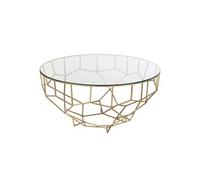 Jolipa Table basse MOOZA ronde 90x90x44 cm métal doré et verre