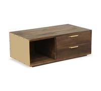 Menzzo Table Basse Firmin - Bois et métal doré, Design Moderne scandinave, Plateau spacieux L 110 × P 59 cm, Meuble Salon élégant