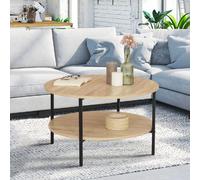 IDMarket Table basse Detroit double plateau ronde 70 cm design industriel