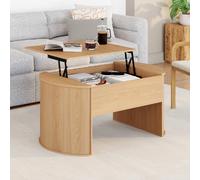 IDMarket - Table Basse Ovale Plateau relevable DIVIA 100 cm Bois façon hêtre Design Arrondi