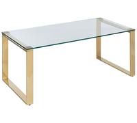 Table Basse Dorée en Verre Trempé et Acier Inoxydable 50 x 40 cm Moderne Tilon