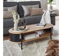 Table basse double plateau 100x54x37 cm en bois et métal noir - ERZKA