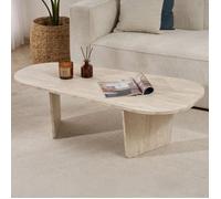 Table basse Dozza Dmora, en bois noble effet marbre blanc 130x65x40h cm