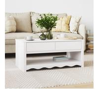 Table basse DRAMMEN Blanche 99x55x45 cm en bois massif de pin