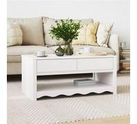 Table basse vidaXL """"DRAMMEN"""" Blanche 99x55x45 cm en bois massif de pin