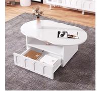 Table basse - DREAMMESPACE - Cloud - 100x60cm - Tiroir incurvé - Compartiment de rangement