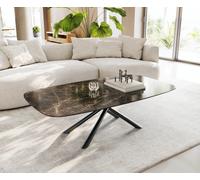Table basse Edge bateau 140x80 cm céramique Emperador Extra Lucidato brun foncé Sarity métal noir