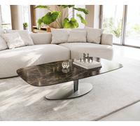 Table basse Edge bateau 140x80 cm céramique Emperador Extra Lucidato brun foncé Vibany acier inoxydable brossé