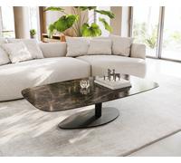 Table basse Edge bateau 140x80 cm céramique Emperador Extra Lucidato brun foncé Vibany métal noir