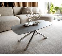 Table basse Edge forme bateau 100x50 cm céramique béton gris Sarity acier inoxydable brossé