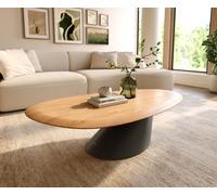 Table basse Edge Oval 140x75 cm chêne naturel bord arrondi Conis métal noir