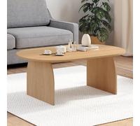 Table basse japandi ovale EDITH 110 cm bois effet hêtre