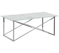 Beliani Table Basse Emporia 50 x 100 cm Effet Marbre en Verre et Acier Blanc et Argenté