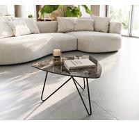 Table-basse Ekrem 65x65 cm Céramique Emperador Extra Lucidato Marron foncé Hairpin Métal Noir