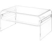 Table basse en acrylique, table centrale à 2 niveaux avec étagère de rangement, bureau basse rectangulaire moderne en acrylique, idéal pour la salle à manger, l'îlot de cuisine, le restaurant, le bure