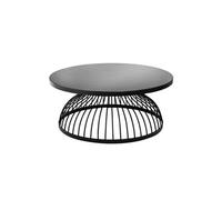 Table basse en bois coloris noir en verre - D. 90 x H. 38 cm --