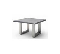 Table basse en bois d'acacia massif gris et acier inoxydable - L.75 x H.45 x P.75 cm --