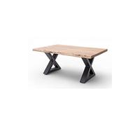 Table basse en bois d'acacia massif naturel / acier anthracite - L.110 x H.45 x P.70 cm --