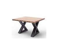 Table basse en bois d'acacia massif naturel / acier anthracite - L.75 x H.45 x P.75 cm --