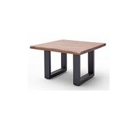 Table basse en bois d'acacia massif noyer et acier anthracite - L.75 x H.45 x P.75 cm --
