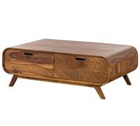 Table Basse en Bois de Sheesham 120x70x40 Marron Clair laqué Mailand #135