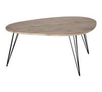 Atmosphera – Table basse Neile ovale effet bois 97×65×50 cm pieds épingle métal noir