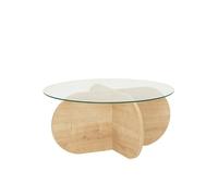 Concept Usine Table basse Ribe en bois, plateau en verre trempé 75 cm Marron