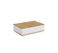 Table basse en bois "FR14" - 90 x 60 x 28 cm - Pin atlantiqueBlanc