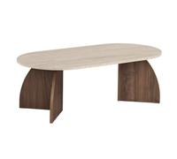Table basse en bois "Melina" - 120 x 60 x 40 cm - Travertin / Noyer Venezia