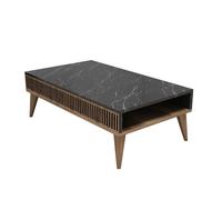 Table basse en bois "Milan" - 105 x 60 x 34 cm - Noyer, Noir