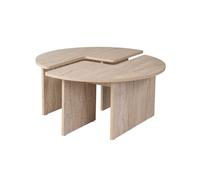 Table basse en bois "Moira" - 90 x 90 x 41 cm - Travertin