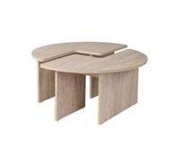 Table basse en bois "Moira" - 90 x 90 x 41 cm - Travertin