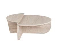 Table basse en bois "Orion" - 90 x 60 x 30 cm - Travertin
