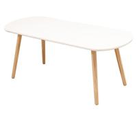 Table basse en bois - Table ovale scandinave pour le salon - Design moderne minimaliste - Table basse et table d'appoint - Idéale pour le salon et le balcon - Blanche