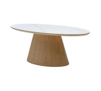 Vente-unique - Table Basse en céramique et placage chêne - Effet marbre Blanc et Naturel Clair - ANTELADA