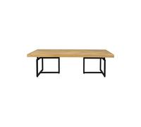 Table basse en chêne beige, rectangulaire, plateau placage H4 cm, piètement métal, motif chevrons - Dutchbone, Class - 60x120x35 cm