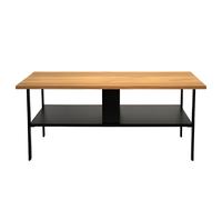 Table basse en chêne naturel et métal noir 106 cm - ALMA
