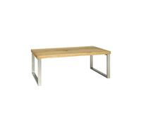 Table basse en inox et MDF coloris chene-optique inox - Dim : L100 x P60 x H38 cm - -