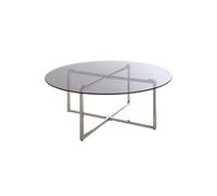 Table basse en inox et verre trempé - Diamètre 100 x Hauteur 45 cm --